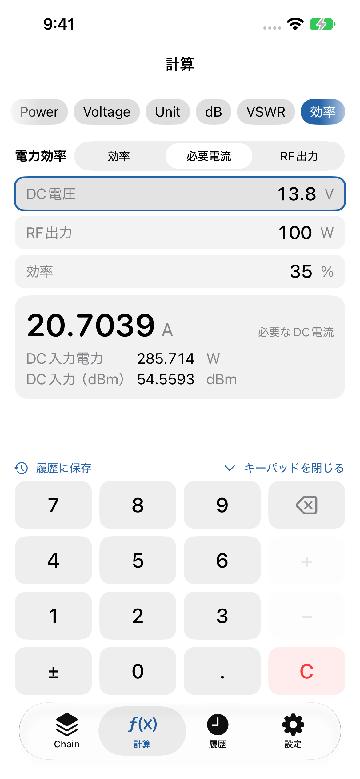 電力効率(必要電流)